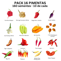 PACK 16 Pimentas 160 sementes 10 de cada