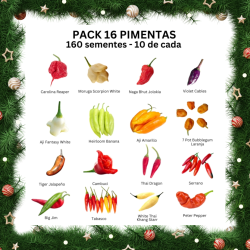 PACK 16 Pimentas 160 sementes 10 de cada
