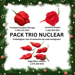 PACK Trio Carolina Reaper, Scorpion e Jolokia 30 sementes