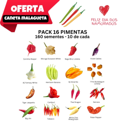 PACK 16 Pimentas 160 sementes 10 de cada