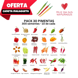 PACK 30 Pimentas 300 sementes 10 de cada