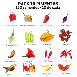 PACK 16 Pimentas 160 sementes 10 de cada