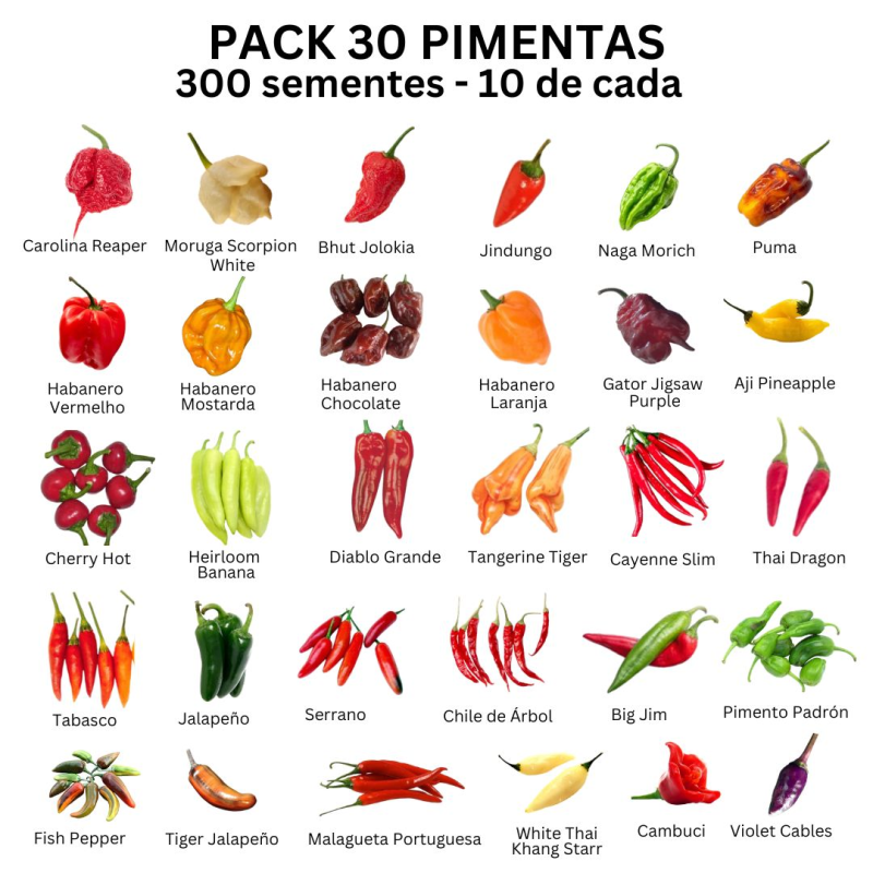 Kit 30 Varietà di Peperoncini - 300 Semi | Il Set Definitivo