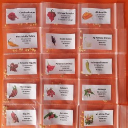 Pack de 15 malaguetas 150 sementes Carolina Reaper Moruga Scorpion Amarela Bhut Jolokia Pack de 15 variedades de malaguetas