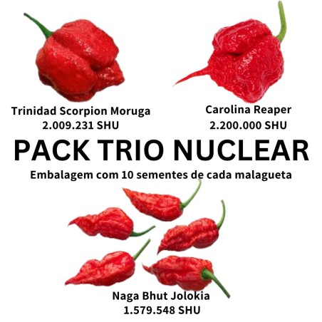 PACK II  Trio Carolina Reaper, Scorpion e Jolokia 30 sementes