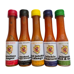 Pack 5 molhos picantes carolina reaper moruga scorpion jolokia jalapeno