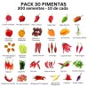 Pack de 30 malaguetas 300 sementes Carolina Reaper Moruga Scorpion Bhut Jolokia Pacote de 30 variedades de malaguetas