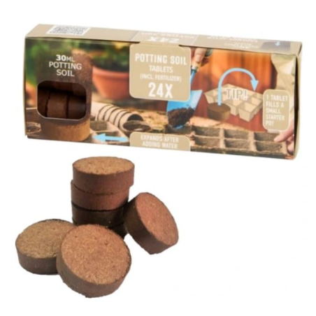 24x Coconut Discs for Flower Pots 30ml